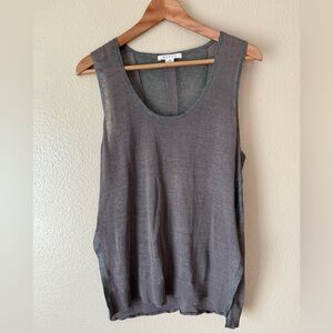 DUFFY Gray Linen Blend Sleeveless Top
